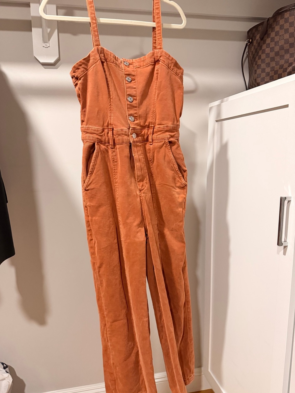 PAIGE Rust Orange Strappy Button-Front Jumpsuit